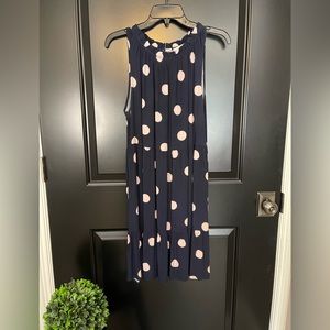 Loft womens Navy And pink polkadot, sleeveless dress